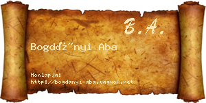 Bogdányi Aba névjegykártya